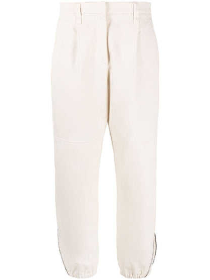Beige Cotton Casual Pants
