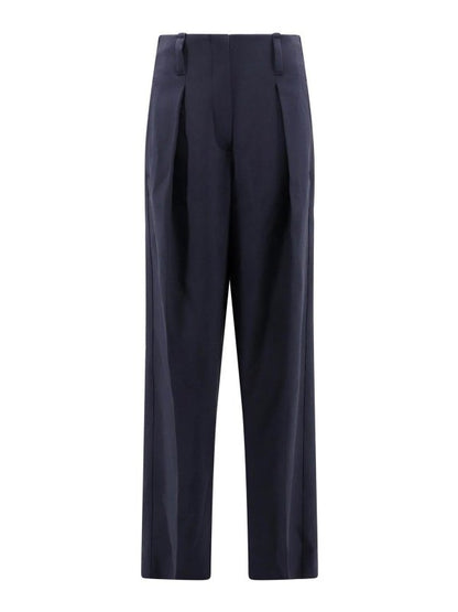 Blue Wool Casual Pants