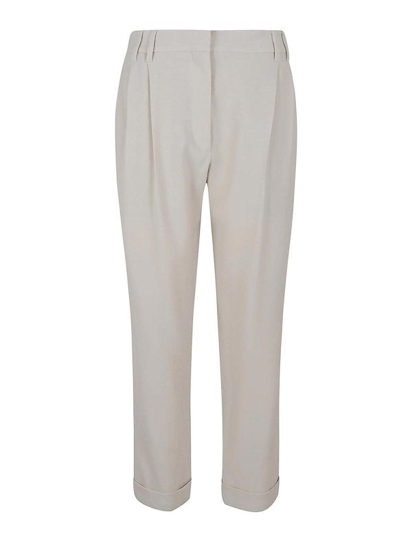 White Viscose Casual Pants
