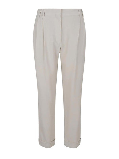 White Viscose Casual Pants