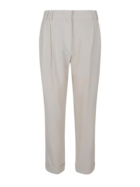 White Viscose Casual Pants