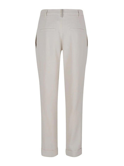 White Viscose Casual Pants
