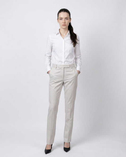White Cotton Casual Pants