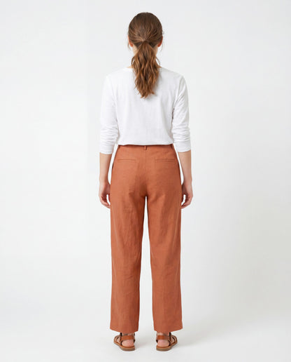 Orange Viscose Casual Pants