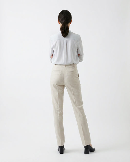 White Cotton Casual Pants