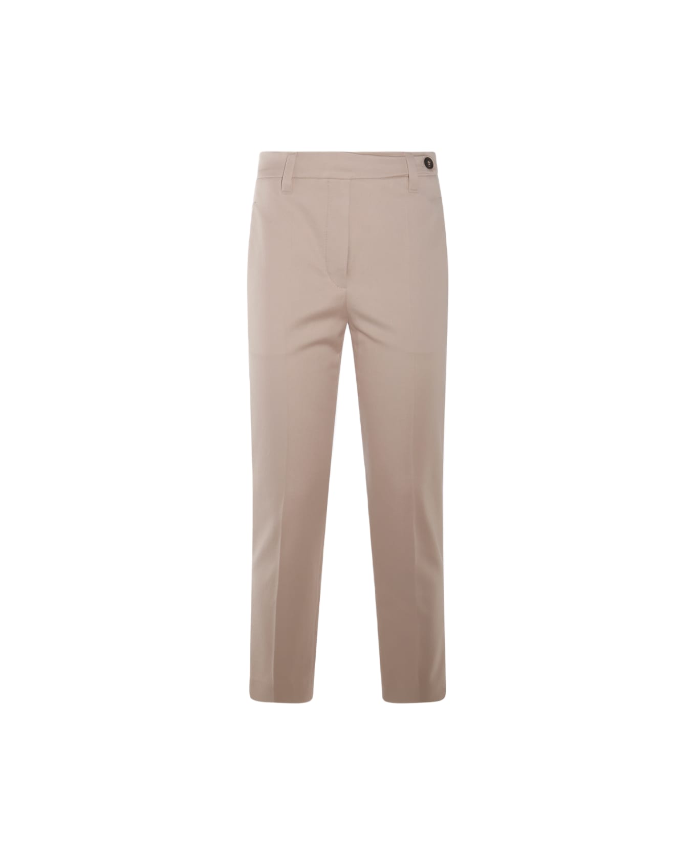 Beige Cotton Casual Pants