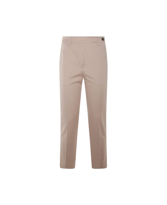 Beige Cotton Casual Pants