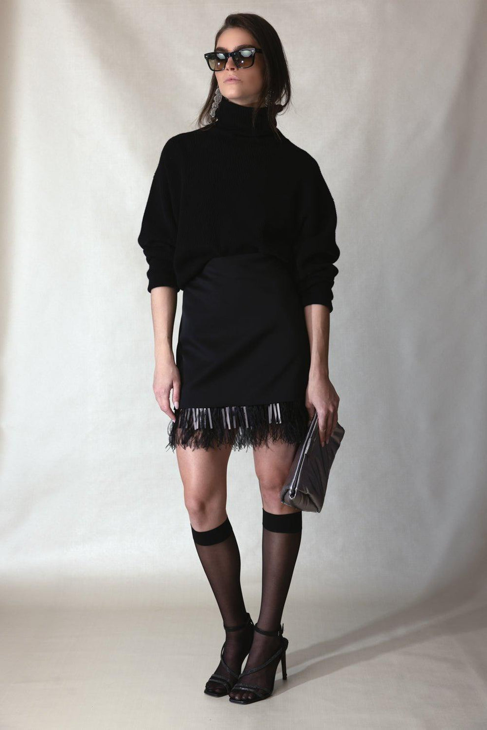 Black Acetate Mini Skirt
