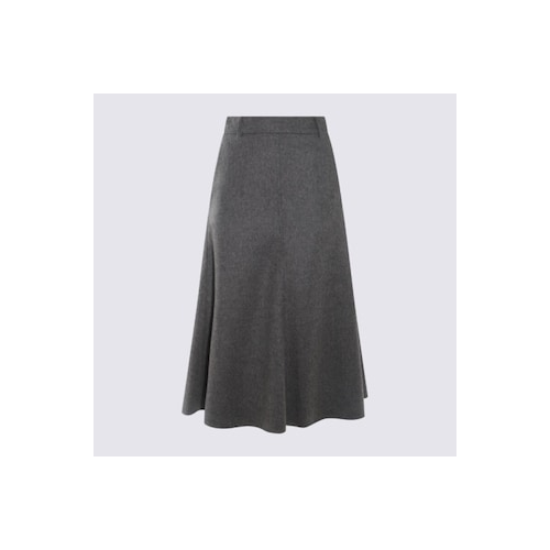 Gray Wool Long Skirt