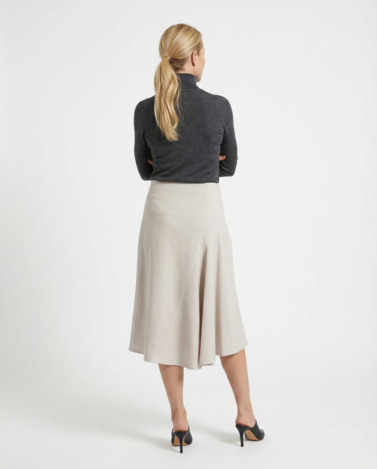 White Cotton Midi Skirt