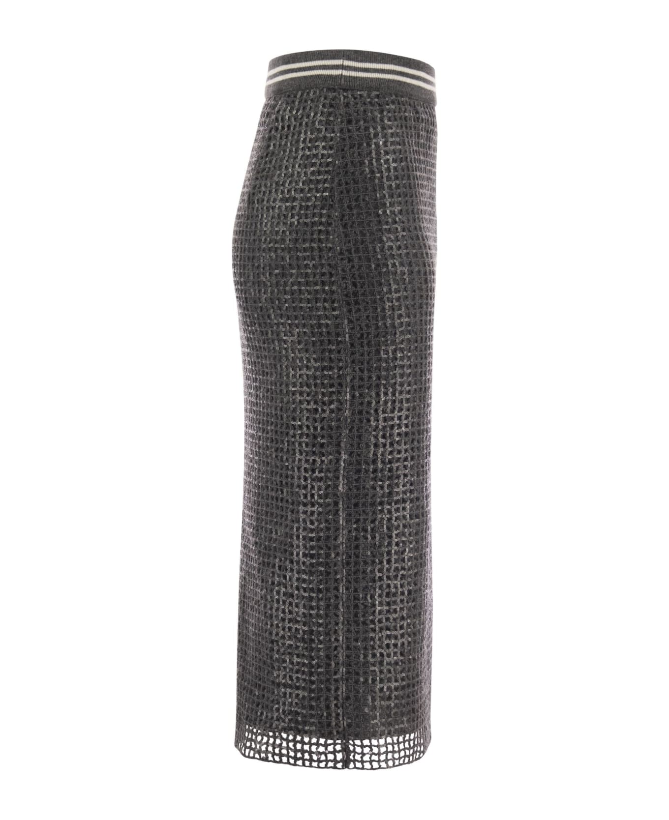Gray Acetate Long Skirt