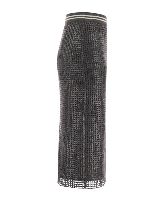 Gray Acetate Long Skirt