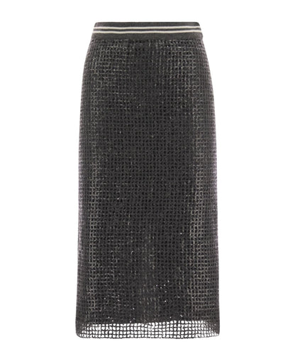 Gray Acetate Long Skirt