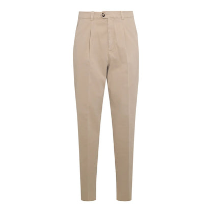 Brown Cotton Casual Pants