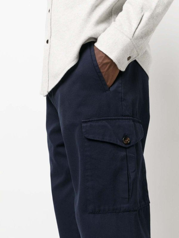 Blue Cotton Cargo Pants