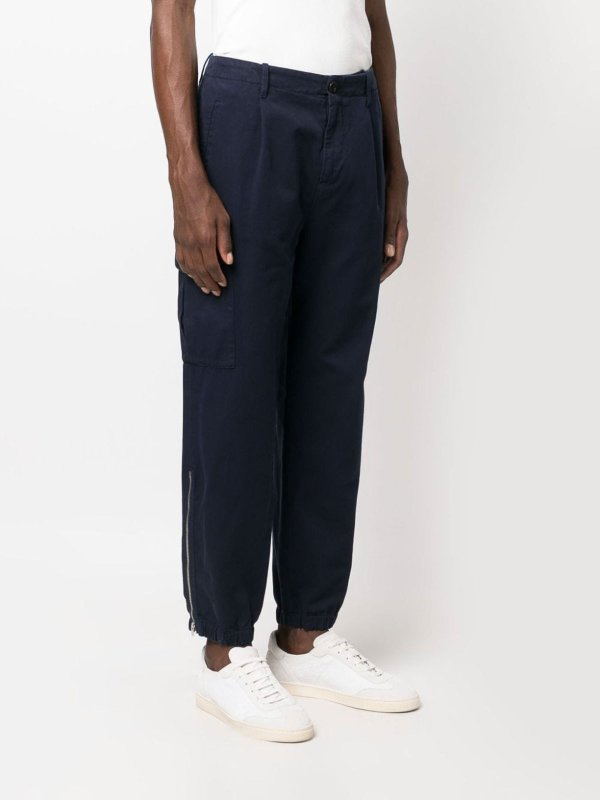 Blue Cotton Cargo Pants