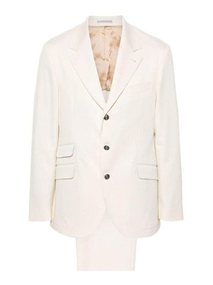 Beige Cotton Two-Piece Suit