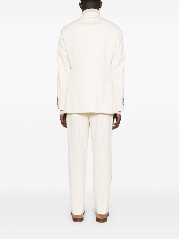 Beige Cotton Two-Piece Suit