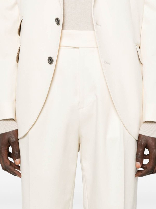 Beige Cotton Two-Piece Suit