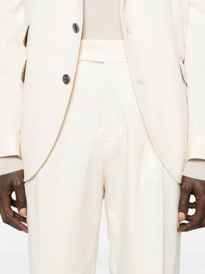 Beige Cotton Two-Piece Suit