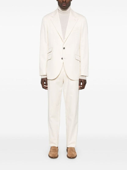Beige Cotton Two-Piece Suit