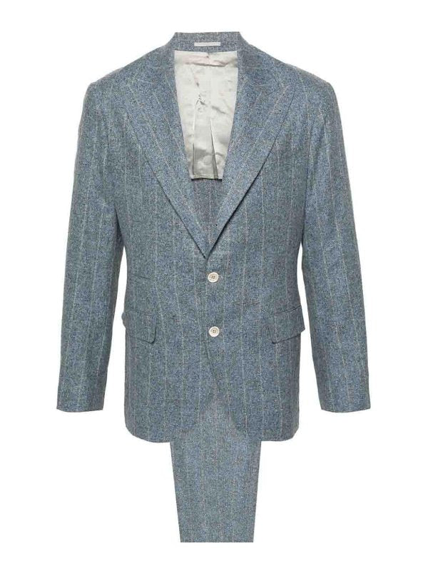Blue Silk Two-Piece Suit