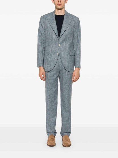 Blue Silk Two-Piece Suit