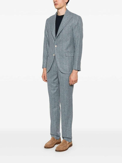 Blue Silk Two-Piece Suit