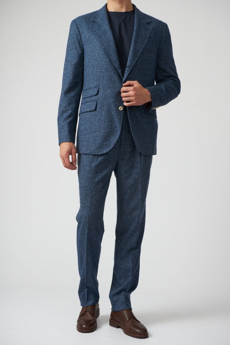 Blue Silk Two-Piece Suit