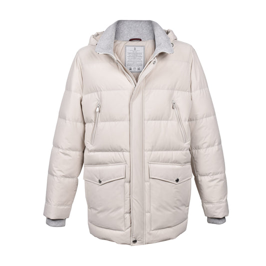 White Polyamide Full-Length Jacket