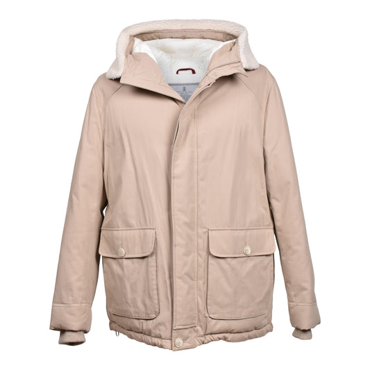 Beige Cotton Full-Length Jacket