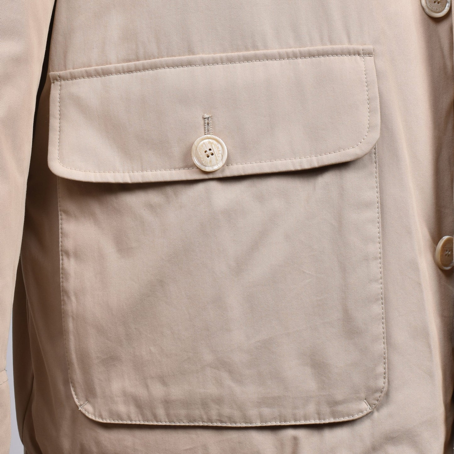 Beige Cotton Full-Length Jacket