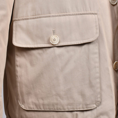 Beige Cotton Full-Length Jacket