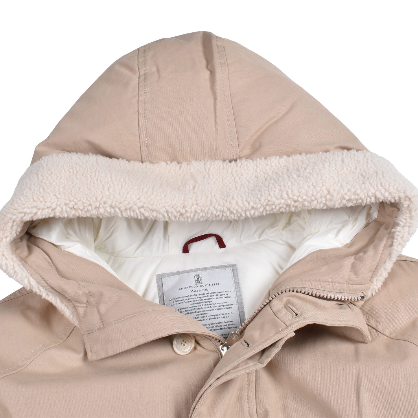 Beige Cotton Full-Length Jacket