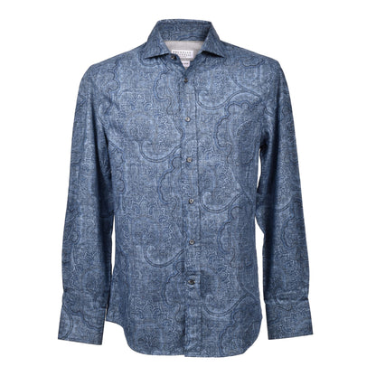 Blue Cotton Pattern Shirt