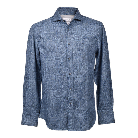 Blue Cotton Pattern Shirt