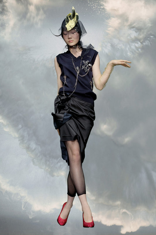 Black Fibres Midi Skirt