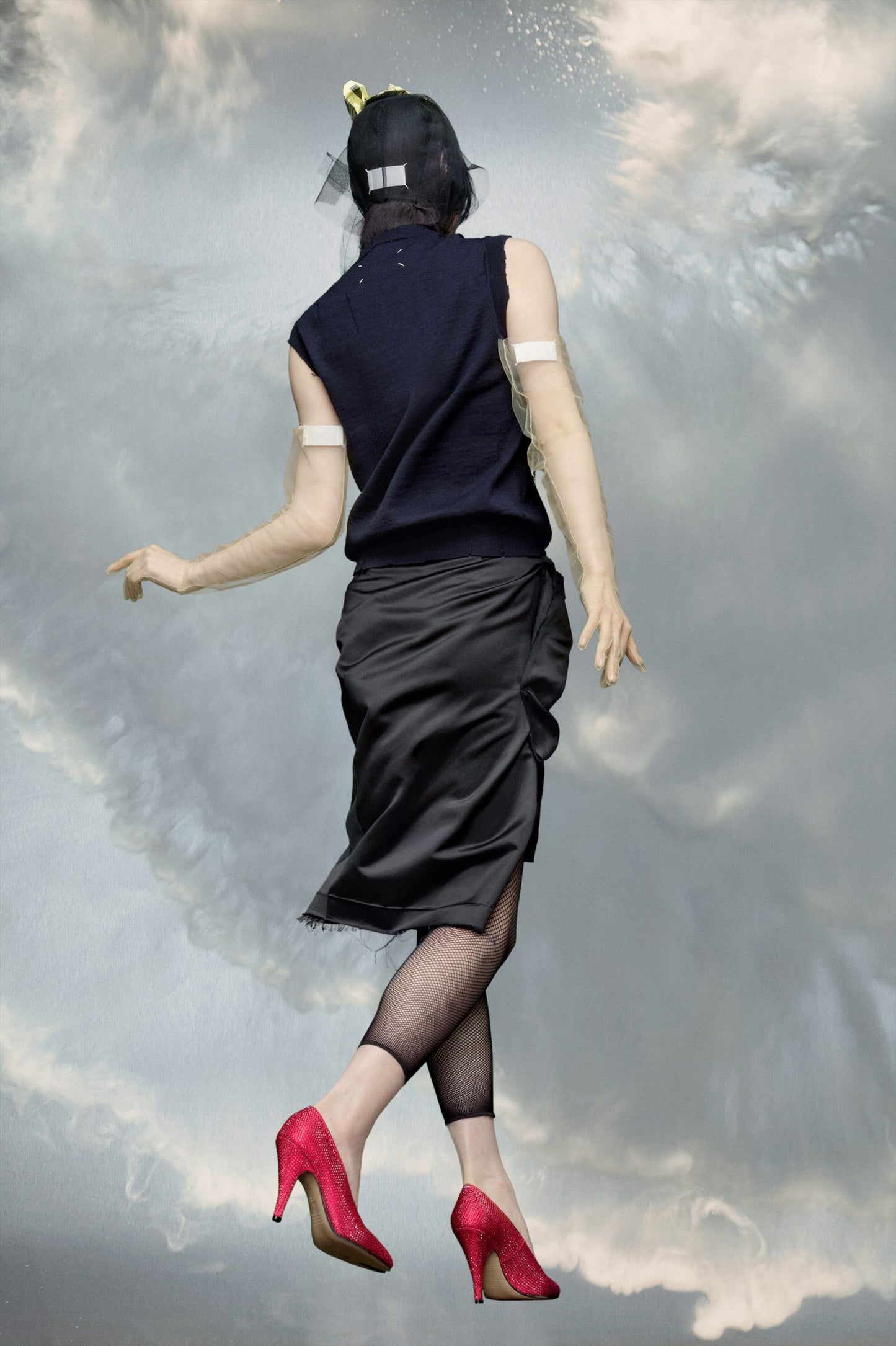 Black Fibres Midi Skirt