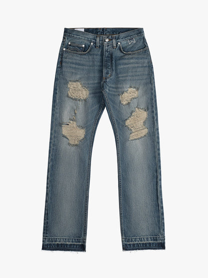 Blue Cotton Boyfriend Jeans