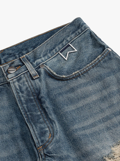 Blue Cotton Boyfriend Jeans