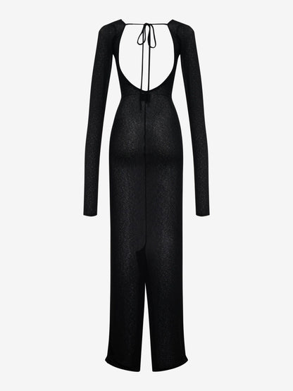 Black Rayon Casual Dress