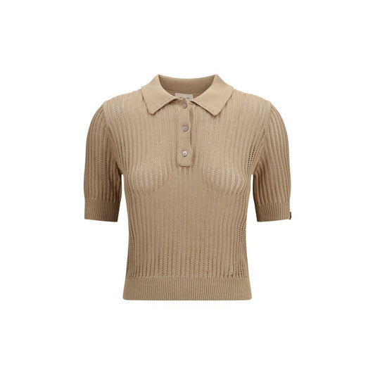 Beige Cotton Polo Shirt