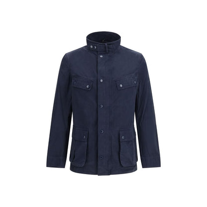 Blue Cotton Full-Length Jacket