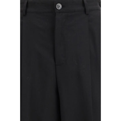 Black Fleece Wool Casual Pants