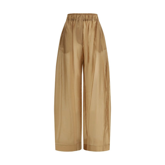 Beige Lyocell Casual Pants