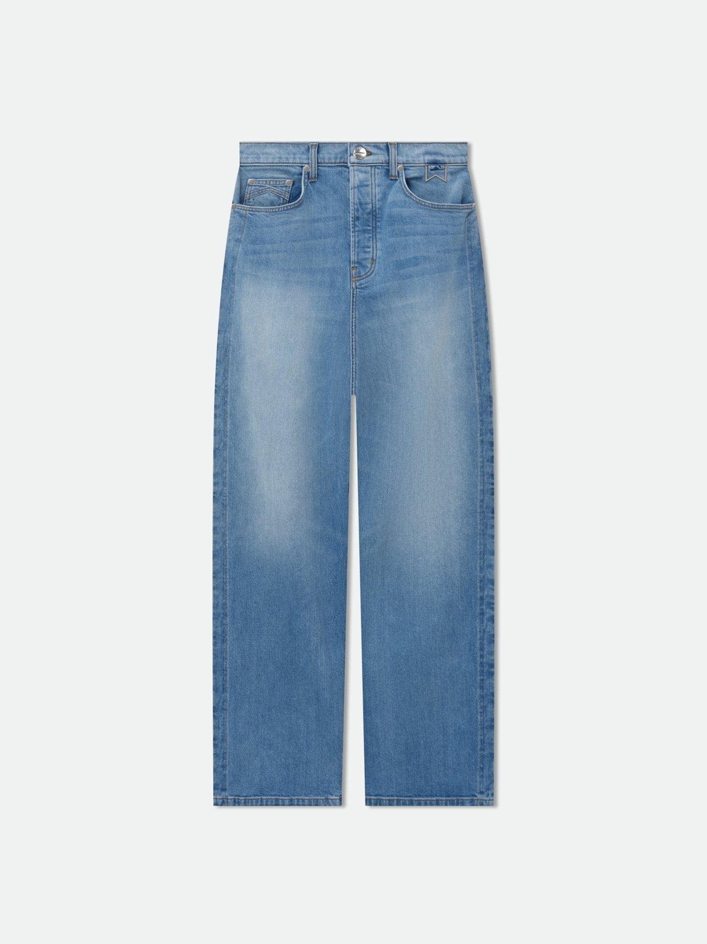 Blue Cotton Casual Pants