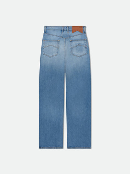 Blue Cotton Casual Pants