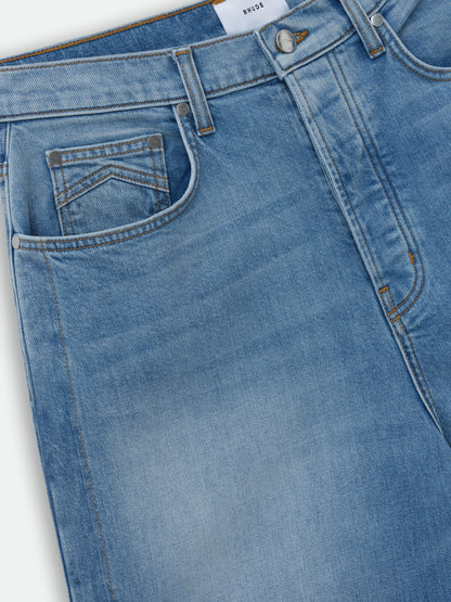 Blue Cotton Casual Pants