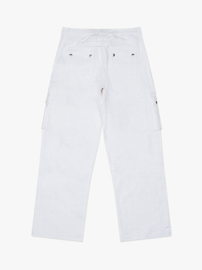 Beige Linen Cargo Pants