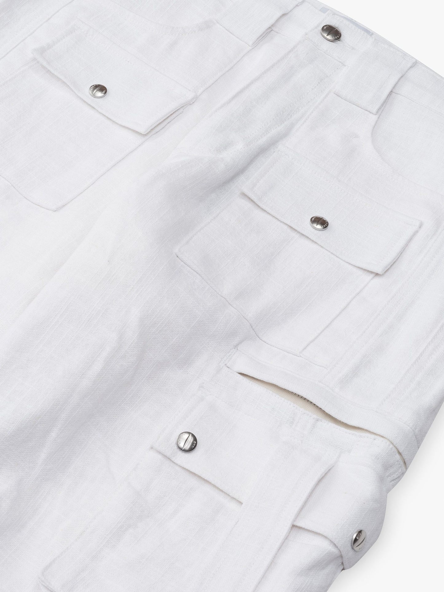 Beige Linen Cargo Pants